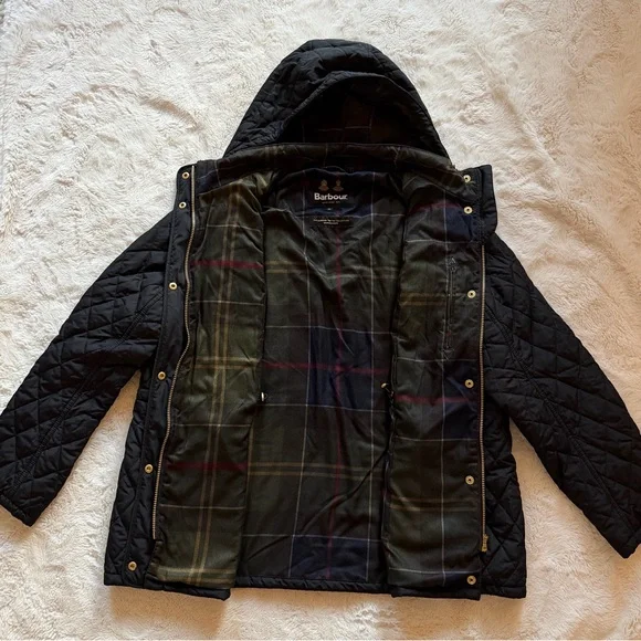 Barbour Millfire Tartan Collection Quilted Hooded Jacket - Picture 5 of 10